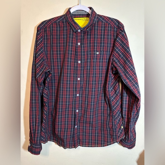 Descendant of Thieves Shirt Men's XL Red Blue Plaid‎ Limited Edition Button Down - Picture 1 of 5